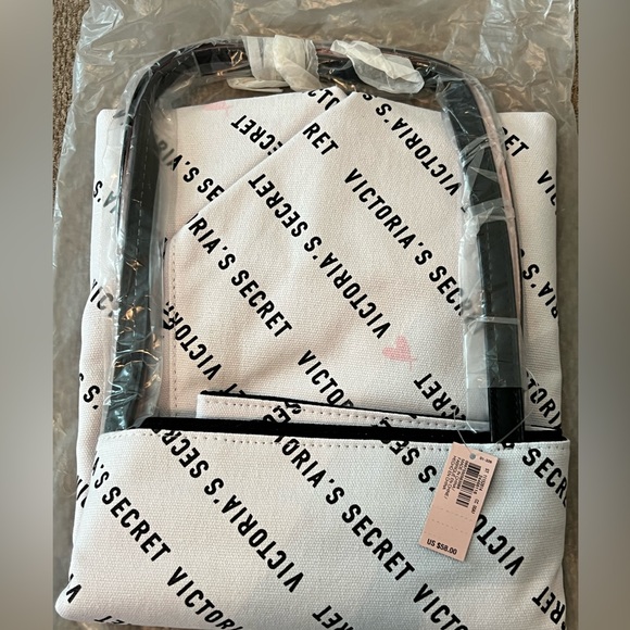 Victoria's Secret Black & White Tote Bag Large - Picture 3 of 4